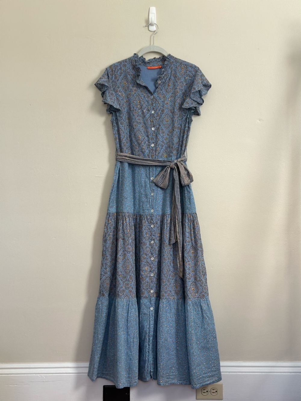 Oliphant Design Ruffle Collar Button Maxi